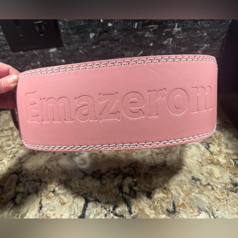 Pink Leather Weight Belt Emazerom Weight Lifting Belt For Ladies Size Large - Picture 2 of 11